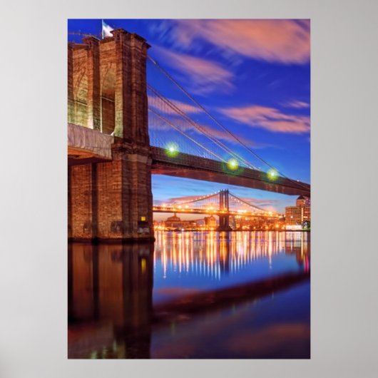 ザイーストリバー、ブルックリンブリッジ、マンハッタン ポスター (正面)
