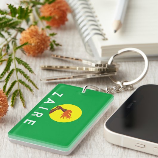 ザイールコンゴの国旗の記号の名前の文字 キーホルダー (正面右)