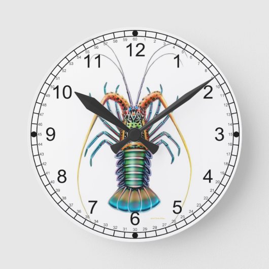 ザイ絵を描スロブスター時計 ラウンド壁時計 (正面)