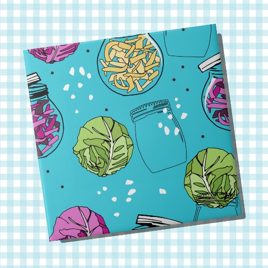 ザウアークラウトキャベツ発酵性イラストレーション タイル