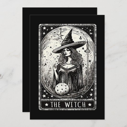 ザウィッチタロットカードヴィンテージハロウィーンウィッチ 招待状 (正面/裏面)