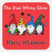 ザウィニー小妖精や小人メリーどんなステッカー スクエアシール (正面)