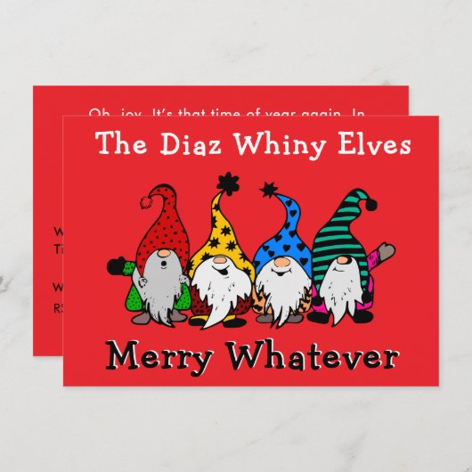 ザウィニー小妖精や小人メリーーパーティの招待状 セーブザデート (正面/裏面)