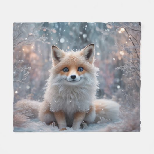 ザウィンターキツネ フリースブランケット (正面(横))