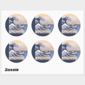 ザウェーブオフ素晴らし神奈川蔵書票 ラウンドシール (シート)