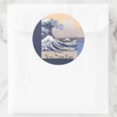 ザウェーブオフ素晴らし神奈川蔵書票 ラウンドシール (バッグ)