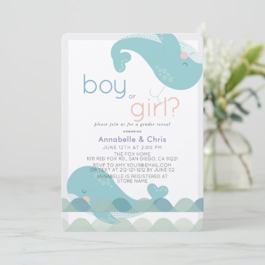 ザウェーブザウェーブ性別表示招待状 招待状 (スタンド正面)