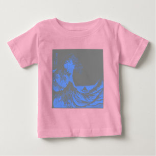 ザウェーブシー素晴らしホムブルー&グレー ベビーTシャツ