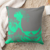 ザウェーブシ素晴らしーフォルムグリーン&グレイ枕 クッション (ブランケット)