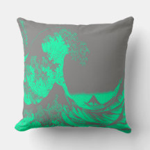 ザウェーブシ素晴らしーフォルムグリーン&グレイ枕