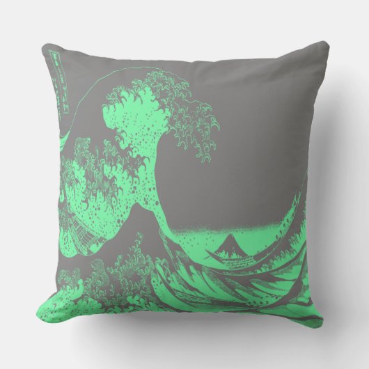 ザウェーブシ素晴らしーフォルムグリーン&グレイ枕 クッション (正面)