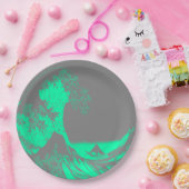 ザウェーブシ素晴らしーホムグリーン&グレー紙プレート ペーパープレート (パーティー)