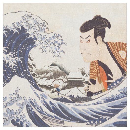 ザウェー素晴らしブ浮世絵コラージュ ファブリック (クローズアップ)