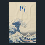 ザウェ素晴らしーブア日本のート キッチンタオル<br><div class="desc">波素晴らし-ヴィンテージ日本の19世紀画家葛飾北斎ルミララにより編集・応用された。簡単を使用して、モノグラムを使って今すぐ個人用に設定できます。</div>