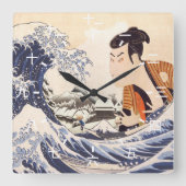 ザウェ素晴らしーブ浮世絵コラージュ スクエア壁時計 (正面)