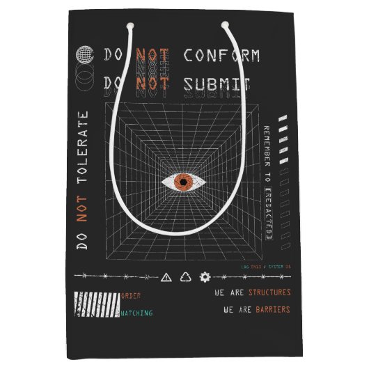 ザウォッチャー – テクノ – ブルタリストストリートウェアデザイン ミディアムペーパーバッグ (正面)