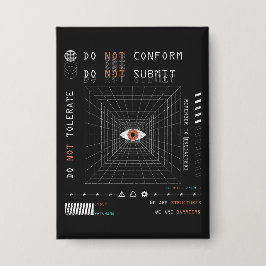 ザウォッチャー – テクノ – ブルタリストストリートウェアデザイン 缶バッジ