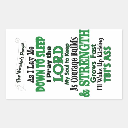 ザウォリアーズ祈りの言葉TBI 長方形シール (正面)