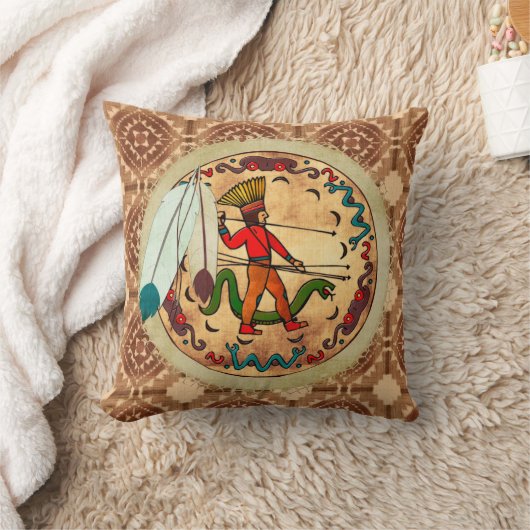 ザウォリアー先住民アメリカンフォークアート クッション (ブランケット)