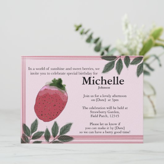ザウォーターカラーストロベリーフィールドパーティの招待状 招待状 (スタンド正面)