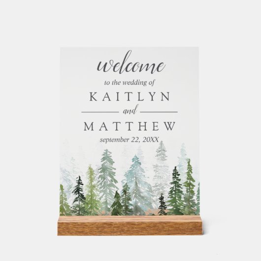 ザウォーターカラーパインツリーフォレストズコレク結婚ション アクリルサイン (正面)