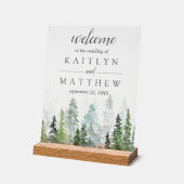 ザウォーターカラーパインツリーフォレストズコレク結婚ション アクリルサイン (傾斜)