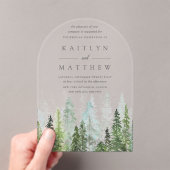 ザウォーターカラーパインツリーフォレストズコレク結婚ション アクリル招待状 (インサイチュ (ポータブル))