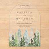 ザウォーターカラーパインツリーフォレストズコレク結婚ション アクリル招待状 (正面)