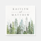 ザウォーターカラーパインツリーフォレストズコレク結婚ション スタンダードカクテルナプキン (正面)