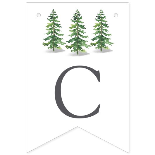 ザウォーターカラーパインツリーフォレストズコレク結婚ション バンティングフラッグ (第1の旗)