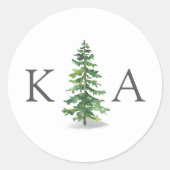 ザウォーターカラーパインツリーフォレストズコレク結婚ション ラウンドシール (正面)