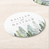 ザウォーターカラーパインツリーフォレストズコレク結婚ション ラウンドペーパーコースター (アングル)