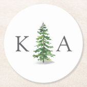 ザウォーターカラーパインツリーフォレストズコレク結婚ション ラウンドペーパーコースター (正面)