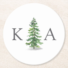 ザウォーターカラーパインツリーフォレストズコレク結婚ション ラウンドペーパーコースター