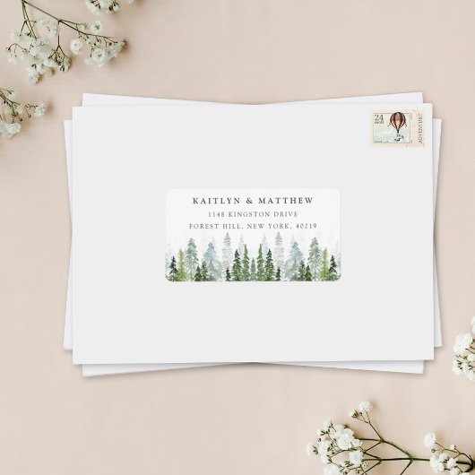 ザウォーターカラーパインツリーフォレストズコレク結婚ション ラベル