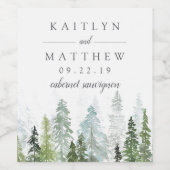 ザウォーターカラーパインツリーフォレストズコレク結婚ション ワインラベル (シングルラベル)