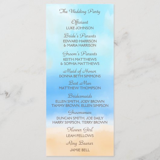 ザウォーターカラービーチ結婚式コレクション プログラム (裏面)