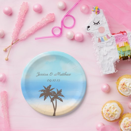 ザウォーターカラービーチ結婚式コレクション ペーパープレート (パーティー)