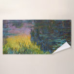 ザウォーターリリー – Setting Sun, Claude Monet, 1916 バスタオル<br><div class="desc">オスカー・クロード・モネ（1840年11月14日–1926年12月5日）フランスのは画家で、印象派の創始者であフランスのり、特に自然の前に起こった自分の認識の哲学の中で最も一貫性のある多産の開業医であ絵画る。「印象主義」という用語は、1874年にモネとその仲間がパリサロンの代替として開催した個展の最初に展示された彼のインプレッション絵画、ソレイルレバント（インプレッション、日の出）のタイトルに由来する。モネは田舎を記録するという野心を抱フランスのき、光の変化や季節の移り変わりを捉えるために絵画、同じシーンの手法を何度も採用した。1883年からジュヴェルニーに住み、家や財産を購入し、彼の知る作品の主題となるユリの池を含む広大な造園プロジェクトを始め最高のた。1899年絵画に睡蓮を始め、橋を中心とした縦向きの風景を最初に始め日本の、その後、20年間の生涯を通じて彼を描き続ける大規模な絵画シリーズを制作した。引用文：ウィキペディア</div>