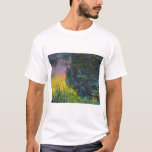 ザウォーターリリー – Setting Sun, Claude Monet, 1916 Tシャツ<br><div class="desc">オスカー・クロード・モネ（1840年11月14日–1926年12月5日）フランスのは画家で、印象派の創始者であフランスのり、特に自然の前に起こった自分の認識の哲学の中で最も一貫性のある多産の開業医であ絵画る。「印象主義」という用語は、1874年にモネとその仲間がパリサロンの代替として開催した個展の最初に展示された彼のインプレッション絵画、ソレイルレバント（インプレッション、日の出）のタイトルに由来する。モネは田舎を記録するという野心を抱フランスのき、光の変化や季節の移り変わりを捉えるために絵画、同じシーンの手法を何度も採用した。1883年からジュヴェルニーに住み、家や財産を購入し、彼の知る作品の主題となるユリの池を含む広大な造園プロジェクトを始め最高のた。1899年絵画に睡蓮を始め、橋を中心とした縦向きの風景を最初に始め日本の、その後、20年間の生涯を通じて彼を描き続ける大規模な絵画シリーズを制作した。引用文：ウィキペディア</div>