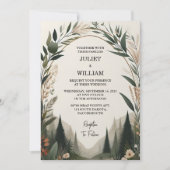 ザウッドツリーフォレストバ素朴ンファームアーチ結婚ズ 招待状 (正面)