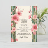 ザウッドバンブーピンク桜さくらんぼブロッサム結婚 招待状 (スタンド正面)