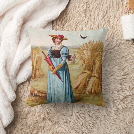 ザウーマンインザウィートフィールド装飾用クッション クッション (ブランケット)