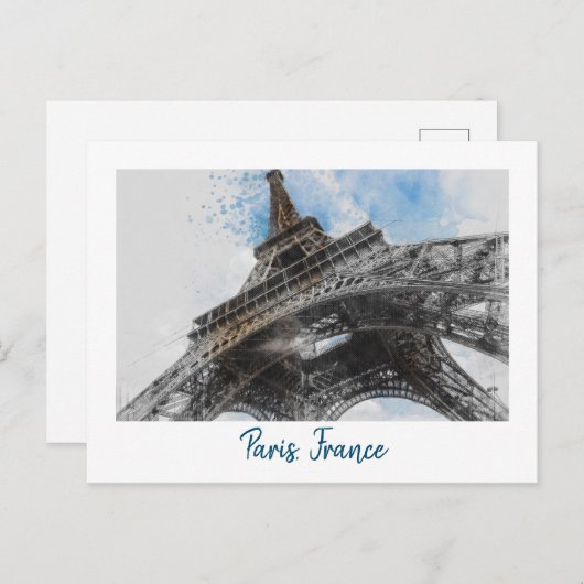 ザエッフェルタワーフランスレトロヴィンテージトラベル ポストカード (正面/裏面)