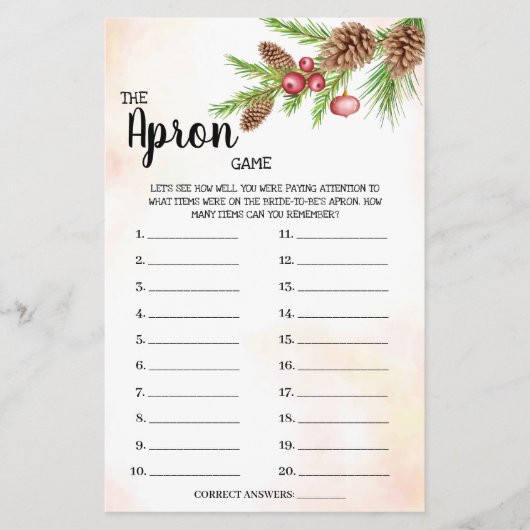 ザエプロンゲームクリスマスブライダルシャワーゲームカード チラシ (正面)