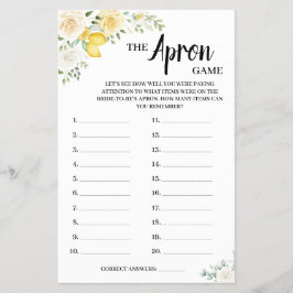 ザエプロンゲームレモン&バラブライダルシャワーゲームカード チラシ