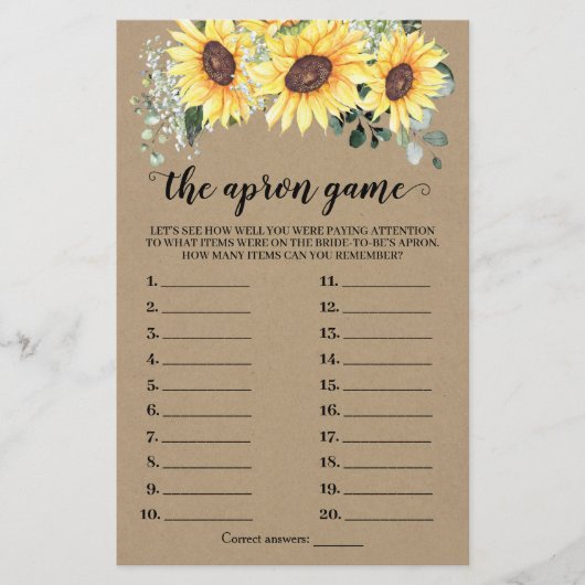 ザエプロンブライダルシャワー緑ひまわりカード チラシ (正面)