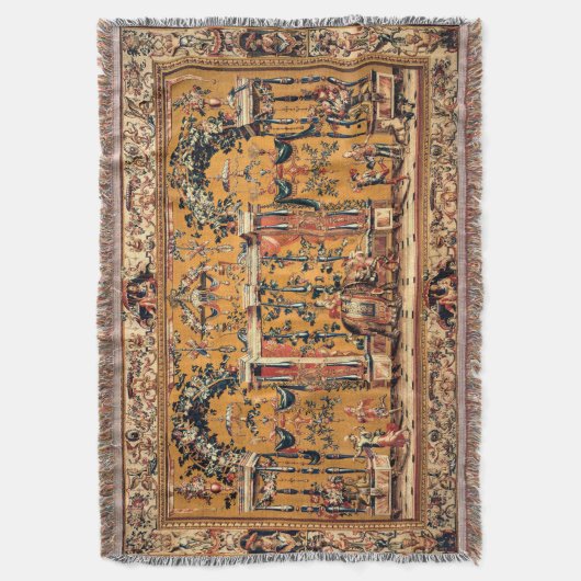 ザエレファントアンティークフランスのタペストリープリント スローブランケット (正面縦)