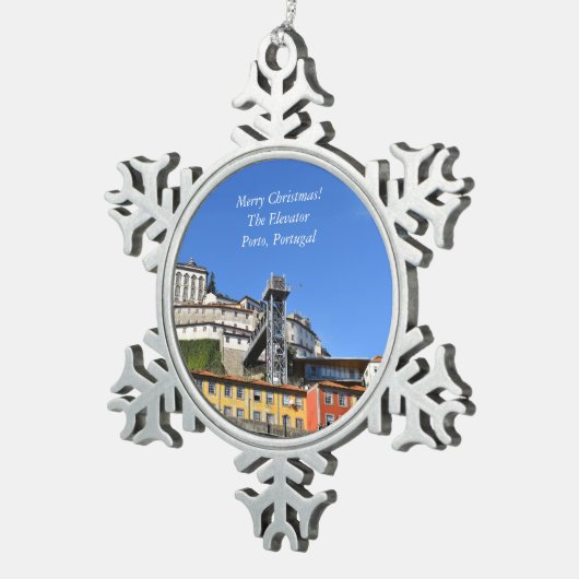 ザエレベーターポルトポルトガルクリスマスオーナメント スノーフレークピューターオーナメント (右)
