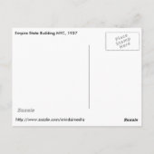 ザエンパイア州建物ナイトポストカード， 1937 ポストカード (裏面)